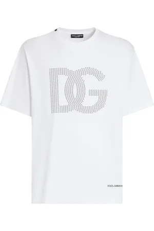 Dolce & Gabbana Tops, Heren, Wit, L, Witte Crew Neck T-shirt