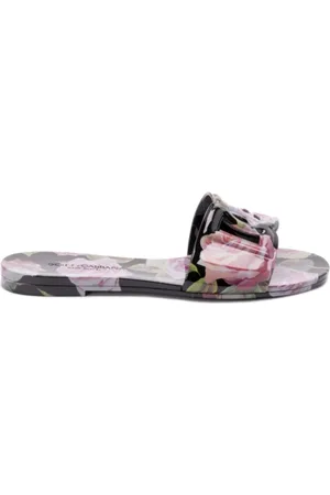 Dolce & Gabbana Schoenen, Dames, Veelkleurig, 39 EU, Rosenprint Slippers