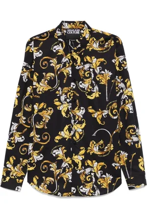VERSACE Overhemden, Heren, Zwart, 3Xl, Zwarte Klassieke Overhemd Lange Mouwen