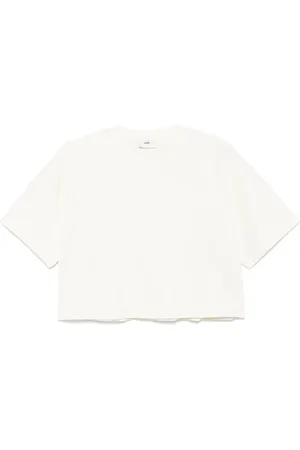 Autry Tops, Dames, Wit, S, Katoen, Wit Crew Neck Logo Patch T-shirt