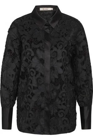 RUE de FEMME Blouses & Shirts, Dames, Zwart, S, Leer, Elegante Denise Shirt met Kant Details