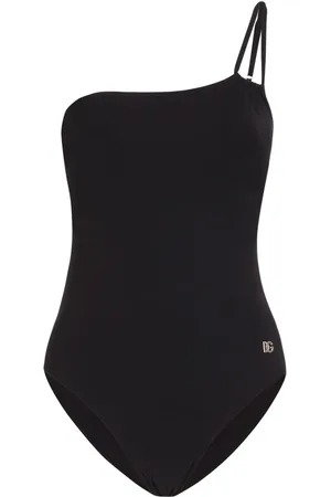 Dolce & Gabbana Badkleding, Dames, Zwart, L, Spandex, Zwart Zeekleding met DG-logo