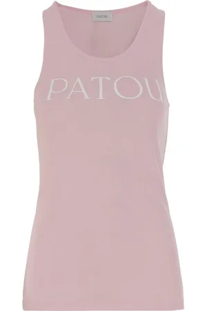 Patou Tops, Dames, Roze, M, Katoen, Logo Tank Top Roze Wit Katoen