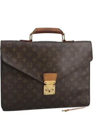 LOUIS VUITTON Pre-owned, Dames, Bruin, ONE Size, Leer, Pre-owned Canvas briefcases