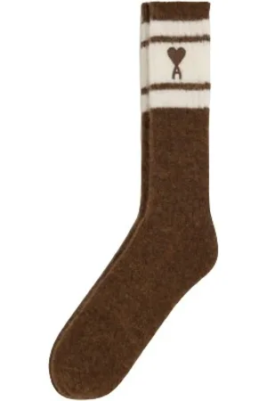 Ami Ondergoed, Dames, Bruin, ONE Size, Wol, Hart Gestreepte Luxe Sokken