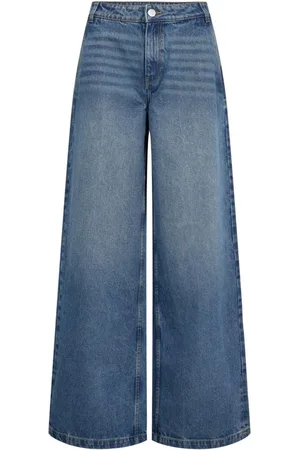 Sofie Schnoor Jeans, Dames, Blauw, XL, Denim, Wijde Denim Blauwe Jeans