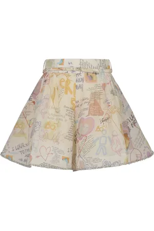 ZIMMERMANN Korte broeken, Dames, Veelkleurig, S, Linnen, Belted Tuck Skort