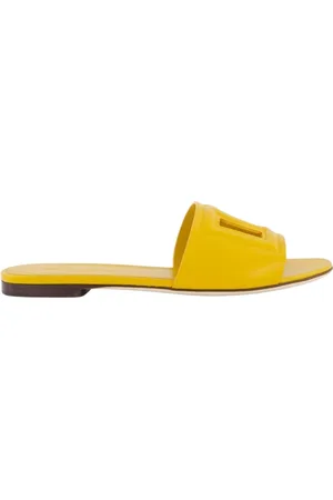 Dolce & Gabbana Schoenen, Dames, Geel, 37 EU, Platte slides voor dames