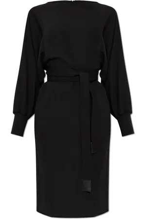 Emporio Armani Kleedjes, Dames, Zwart, M, Polyester, Jurk met Riem
