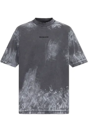 Balenciaga Tops, Heren, Grijs, M, Katoen, T-shirt met logo