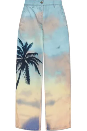 Palm Angels Jeans, Dames, Veelkleurig, W28, Katoen, Jeans met Print