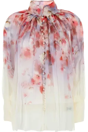 ZIMMERMANN Blouses & Shirts, Dames, Veelkleurig, S, Crush Witte Viscose Blouse