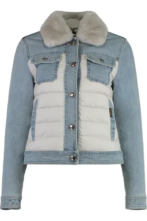 MOORER Jassen, Dames, Blauw, M, Katoen, Gewatteerd jack met capuchon