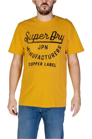 Superdry Tops, Heren, Oranje, S, Katoen, Katoenen Oranje T-shirt Herfst/Winter Collectie