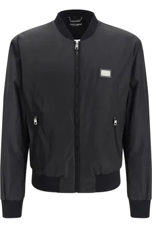Dolce & Gabbana Jassen, Heren, Zwart, S, Geribbelde Ritsjas