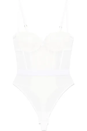 Elisabetta Franchi Tops, Dames, Wit, M, Witte Bodysuit met Verstelbare Bandjes