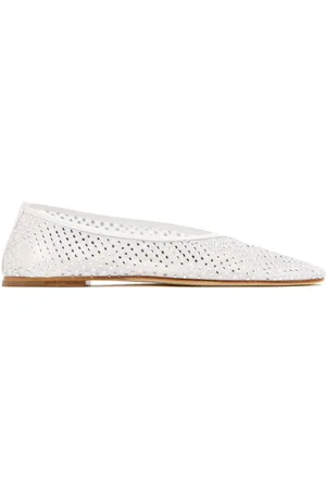 Dear Frances Schoenen, Dames, Wit, 41 EU, Kristal Mesh Witte Leren Schoenen