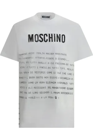 Moschino Tops, Heren, Wit, M, Katoen, Logo Print Katoenen T-Shirt