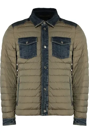 MOORER Jassen, Heren, Groen, XL, Denim, Denim donsjack met ganzendons