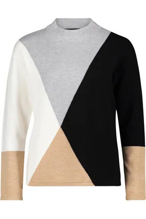 Betty Barclay Truien, Dames, Veelkleurig, 3Xl, Color Block Fijngebreide Trui met Opstaande Kraag