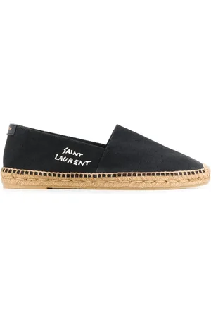 Saint Laurent Schoenen, Heren, Zwart, 44 EU, Zwarte Canvas Logo Espadrilles