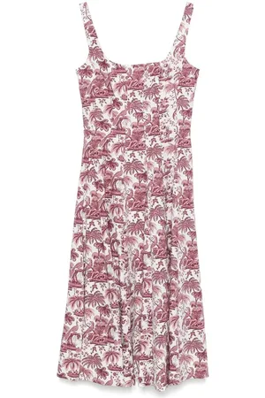 Staud Kleedjes, Dames, Veelkleurig, M, Bloemen Bordeaux Rode Jurk