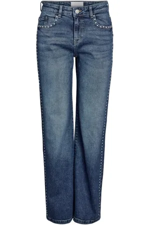 Noisy May Jeans, Heren, Blauw, W27 L32, Wijde Pijp Stud Jeans
