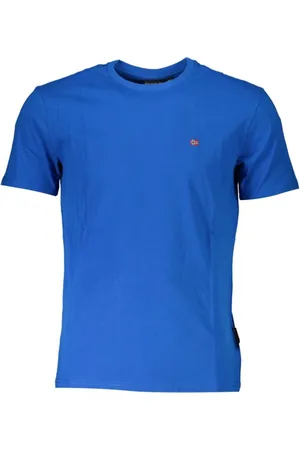 Napapijri Tops, Heren, Blauw, S, Katoen, Blauw Katoenen Geborduurd Logo T-Shirt