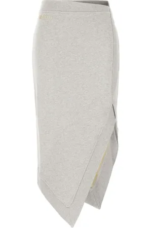 The Attico Rokken, Dames, Grijs, S, Katoen, Grijze Slip-On Asymmetrische Zoom Rok