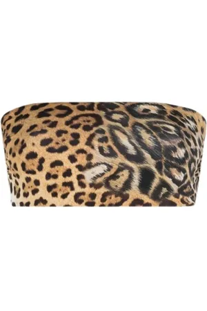 Roberto Cavalli Tops, Dames, Bruin, M, Luipaard Bandeau Top