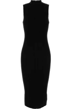 Michael Kors Kleedjes, Dames, Zwart, M, Zwarte stretch viscose blend jurk