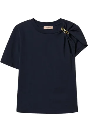 Twin-Set Tops, Dames, Blauw, M, Katoen, Blauwe T-shirts en Polo