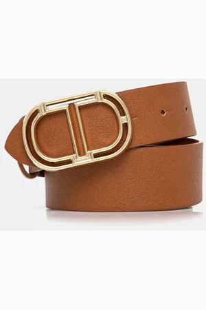 Twin-Set Accessoires, unisex, Bruin, M, Ovale Gesp Riem Stijl 251Ta 4430