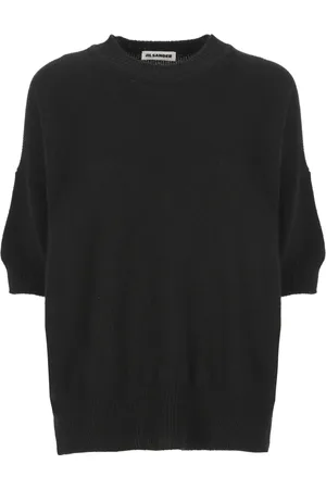 Jil Sander Truien, Dames, Zwart, L, Kasjmier, Zwarte Kasjmier Ronde Hals Sweater