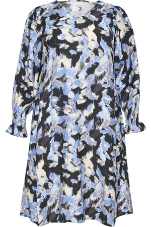 Kaffe Kleedjes, Dames, Veelkleurig, 5Xl, Grafische Strepen Jurk met Ruchedetails