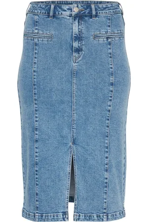 Kaffe Rokken, Dames, Blauw, XL, Denim, Denim Rok met Hoge Taille