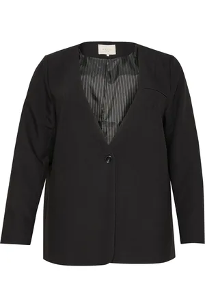 Kaffe Jassen, Dames, Zwart, 5Xl, Zwart Diep Blazer Jas Stijlvol