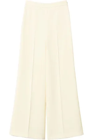Twin-Set Broeken, Dames, Geel, M, Polyester, Palazzo Broek Vanille Wit Elastische Taille