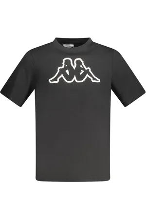Kappa Tops, Heren, Zwart, M, Katoen, Zwarte katoenen ronde hals T-shirt