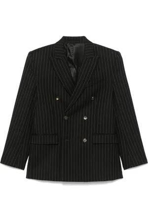 WARDROBE.NYC Jassen, Dames, Zwart, S, Wol, Zwart Pinstripe Double Breasted Blazer