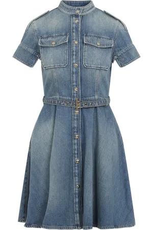 Alexander McQueen Kleedjes, Dames, Blauw, S, Katoen, Blauwe Katoenen Jurk Elegante Stijl