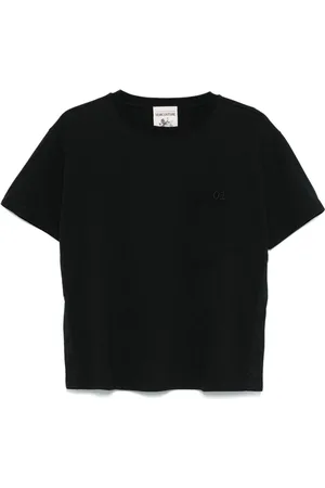 SEMICOUTURE Tops, Dames, Zwart, M, Zwart Borstzakje T-shirt