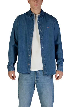Tommy Hilfiger Overhemden, Heren, Blauw, L, Katoen, Heren Overhemd Lange Mouw