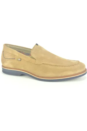 Fluchos Schoenen, Heren, Bruin, 41 EU, Suède, Blauwe Gestikte Kamelen Suède Schoenen