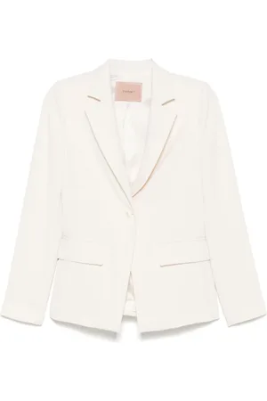 Twin-Set Jassen, Dames, Wit, M, Witte Geknoopte Voorkant Jas met Zakken