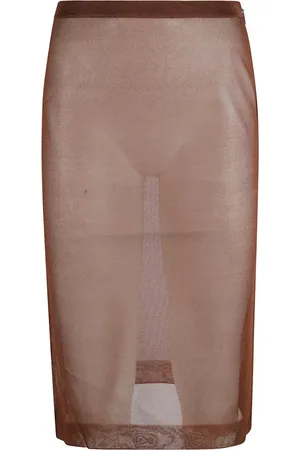 Saint Laurent Rokken, Dames, Bruin, M, Rayon, Kokerrok met Jupe Crayon