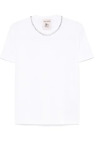 SEMICOUTURE Tops, Dames, Wit, L, Witte Crew Neck T-shirts en Polos