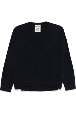 SEMICOUTURE Truien, Dames, Blauw, S, Navy Blauwe V-hals Trui