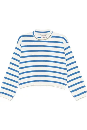 SEMICOUTURE Truien, Dames, Blauw, S, Witte Mock Neck Sweater
