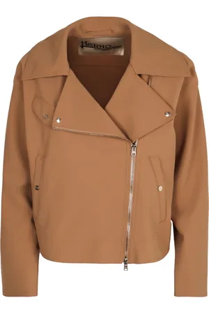 HERNO Jassen, Dames, Bruin, M, Asymmetrische Bikerjas